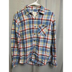 American Eagle SKU 7696 Mens Casual Button Up Plaid Shirt Size S
